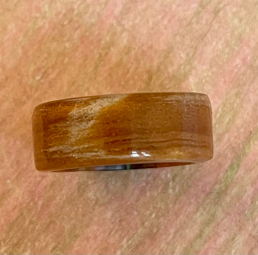 9 Lincoln St Reclaimed Wood and Boulder Opal Ring Size 8