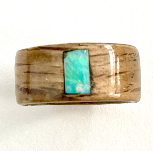 Beloved Twister Oak and Ethiopian Opal Ring Size 10