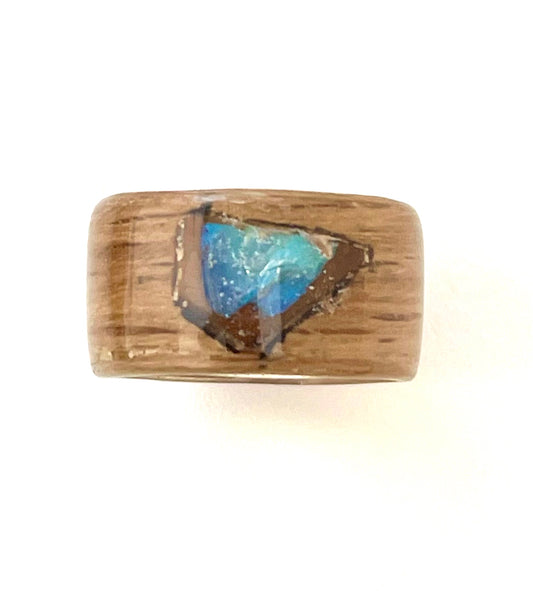 Beloved Twister Oak and Boulder Opal Ring 10