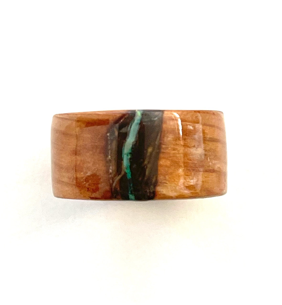 9 Lincoln St Reclaimed Wood and Boulder Opal Ring Size 8