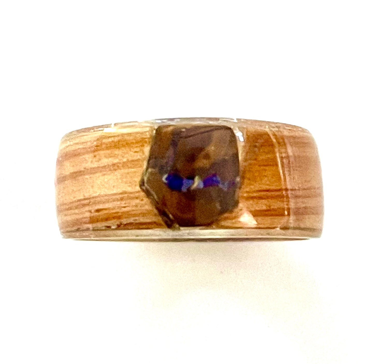 9 Lincoln St Reclaimed Wood and Boulder Opal Ring Size 8 1/2