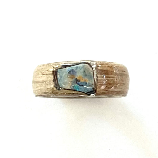 Beloved Twister Oak and Ethiopian Opal Ring Size 6