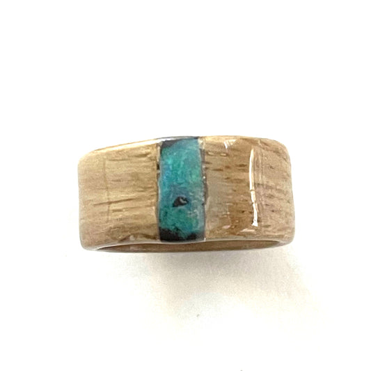 Beloved Twister Oak and Boulder Opal Ring Size 6 1/2