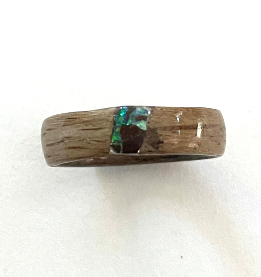 Beloved Twister Oak and Boulder Opal Ring Size 10