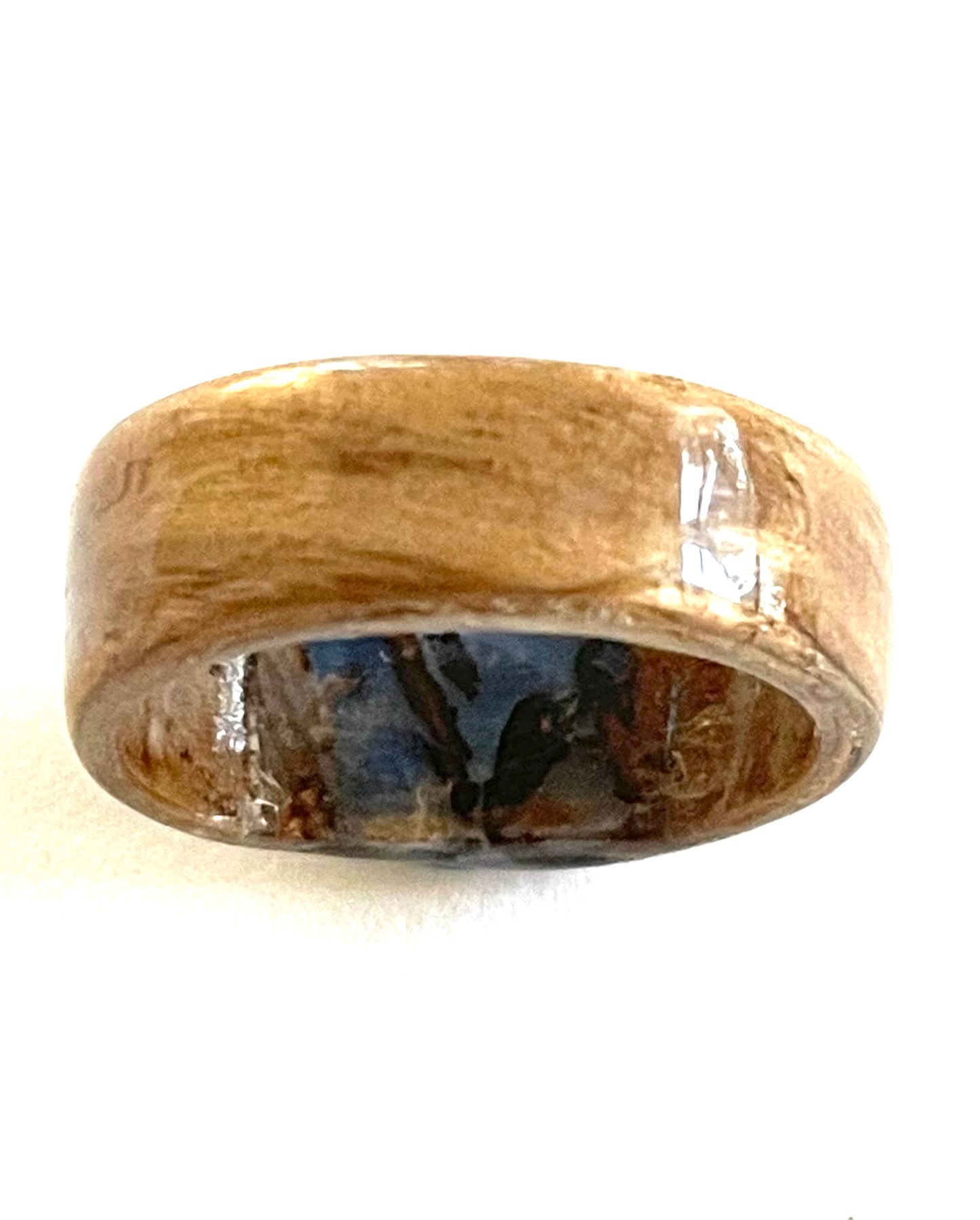 Beloved Twister Oak Wood Ring with Boulder Opal Size 7