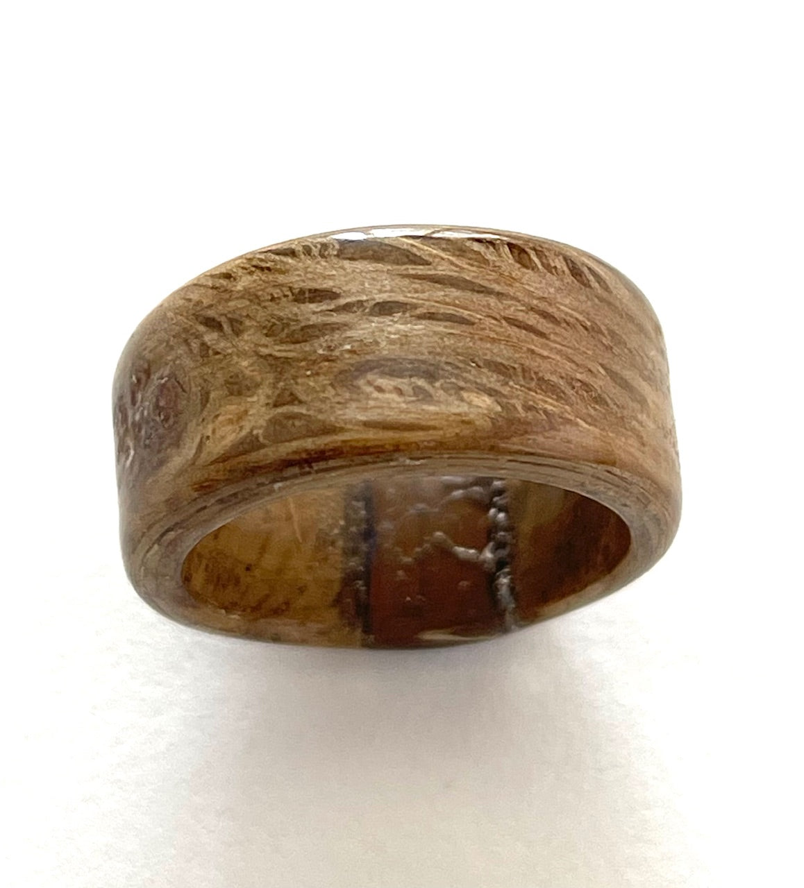 Beloved Twister Oak Wood Ring with Boulder Opal 9 1/2