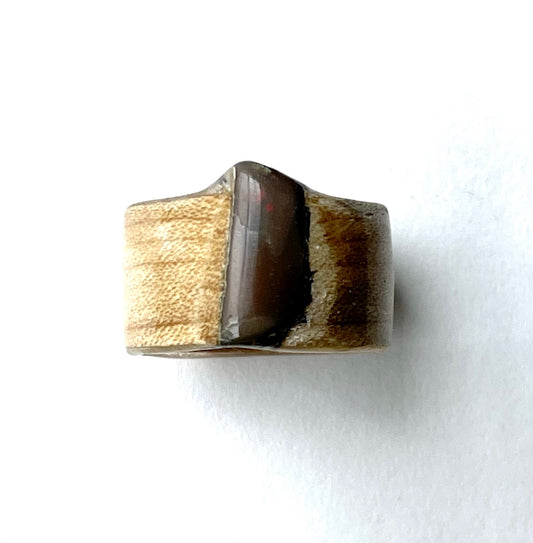 Rare Magnolia Forsyth Park Bent Wood Boulder Opal Ring Size 8