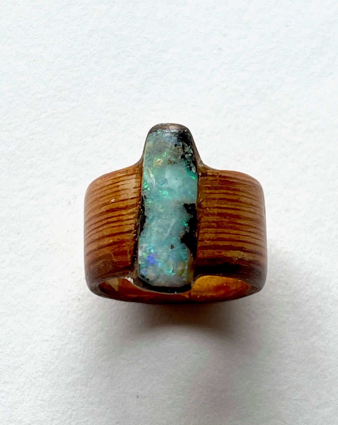 9 Lincoln St Bent Wood Opal Ring Size 7