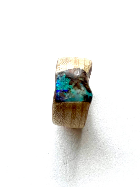 Rare Magnolia Forsyth Park Bent Wood Boulder Opal Ring Size 6